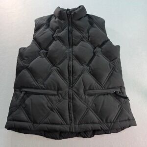 Gap Womens Black Diamond Quilted Puffer Vest Fleece Lined Down Blend XS